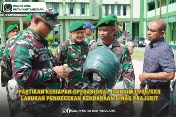 Pastikan Kesiapan Operasional, Dandim 0906/Kkr Lakukan Pengecekan Kendaraan Dinas Prajurit