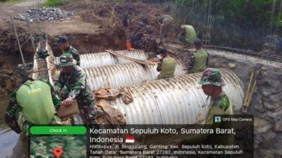 Gotong Royong TNI–Rakyat, Kodam XX/Tuanku Imam Bonjol Bangun Jembatan Pulihkan Akses Warga Tanah Datar