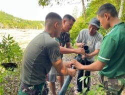 Satgas TNI AD Pimpin Gotong Royong, 550 Meter Pipa Air Bersih Terpasang di Desa Jamat