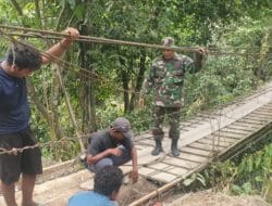 TNI AD Rampungkan Rehab Jembatan Gantung Halimbe, Akses Warga Labura Kembali Lancar