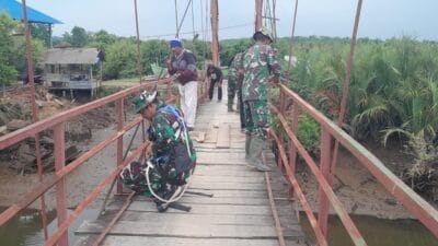 TNI AD Rampungkan Rehab Jembatan Gantung di Langkat, Akses dan Konektivitas Warga Kembali Normal