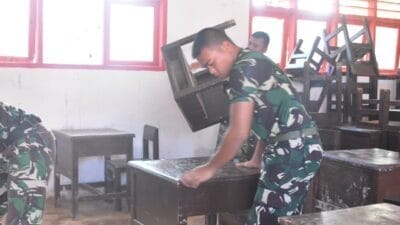 TNI AD Pulihkan SDN 152983 Hutanabolon I Pasca Banjir, Sekolah Kembali Digunakan