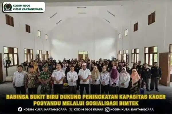 Babinsa Bukit Biru Dukung Peningkatan Kapasitas Kader Posyandu Melalui Sosialisasi Bimtek