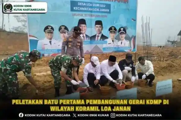 Peletakan Batu Pertama Pembangunan Gerai KDMP di Wilayah Koramil Loa Janan