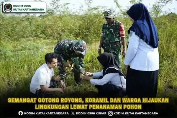 Semangat Gotong Royong, Koramil dan Warga Hijaukan Lingkungan Lewat Penanaman Pohon