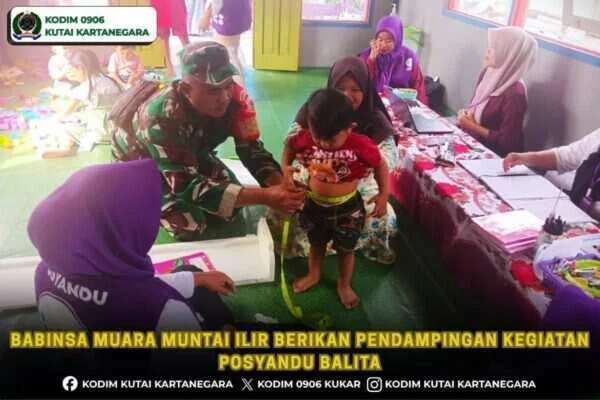 Babinsa Muara Muntai Ilir Berikan Pendampingan Kegiatan Posyandu Balita