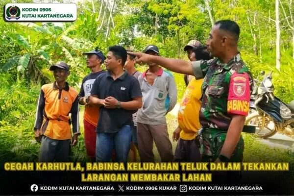 Cegah Karhutla, Babinsa Kelurahan Teluk Dalam Tekankan Larangan Membakar Lahan