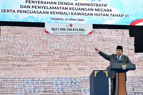 Panglima TNI Dampingi Presiden RI Saksikan Penyerahan Denda Administratif dan Penyelamatan Keuangan Negara Tahap VI