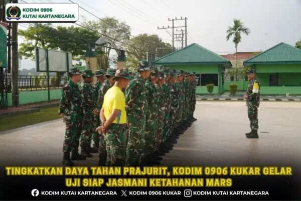 Tingkatkan Daya Tahan Prajurit, Kodim 0906 Kukar Gelar Uji Siap Jasmani Ketahanan Mars Tingkatkan Daya Tahan Prajurit, Kodim 0906 Kukar Gelar Uji Siap Jasmani Ketahanan Mars