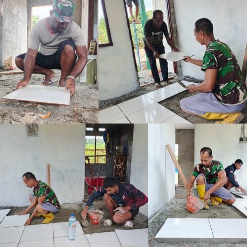 RTLH TMMD Ke-128 Kodim 1801/Manokwari Mulai Tahap Pemasangan Keramik RTLH TMMD Ke-128 Kodim 1801/Manokwari Mulai Tahap Pemasangan Keramik