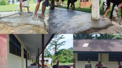 TMMD Ke-128 Kodim 1801/Manokwari Laksanakan Pengecoran Lantai Teras SD Inpres 62 Asai