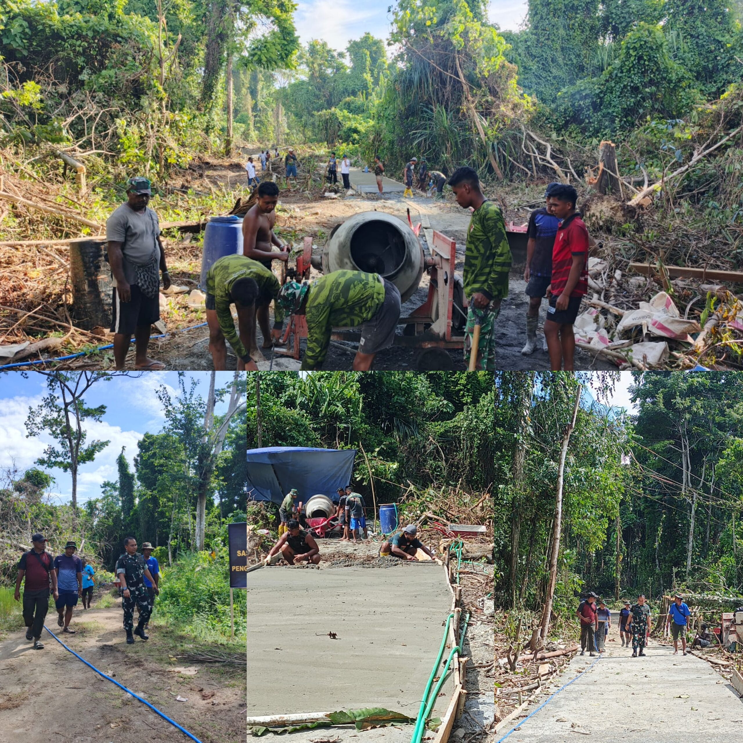 TMMD Ke-128 Kodim 1801/Manokwari Laksanakan Pengecoran Jalan Capai 62 Persen