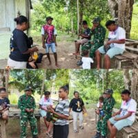 Jalin Komsos Dengan Mama-Mama, Anggota Satgas TMMD Makan Pinang Bersama Warga