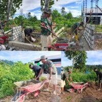 Pemasangan Batako dan Penimbunan Pondasi Bak Air Bersih TMMD Ke-128 Terus Dikebut