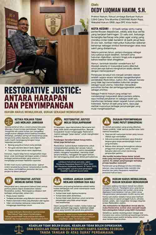 Restorative Justice Bukan Jalan Bebas: Praktisi Hukum Bongkar Kesalahpahaman yang Mengancam Keadilan Restorative Justice Bukan Jalan Bebas: Praktisi Hukum Bongkar Kesalahpahaman yang Mengancam Keadilan