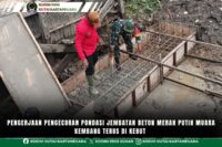 Pengerjaan Pengecoran Pondasi Jembatan Beton Merah Putih Muara Kembang Terus Di Kebut