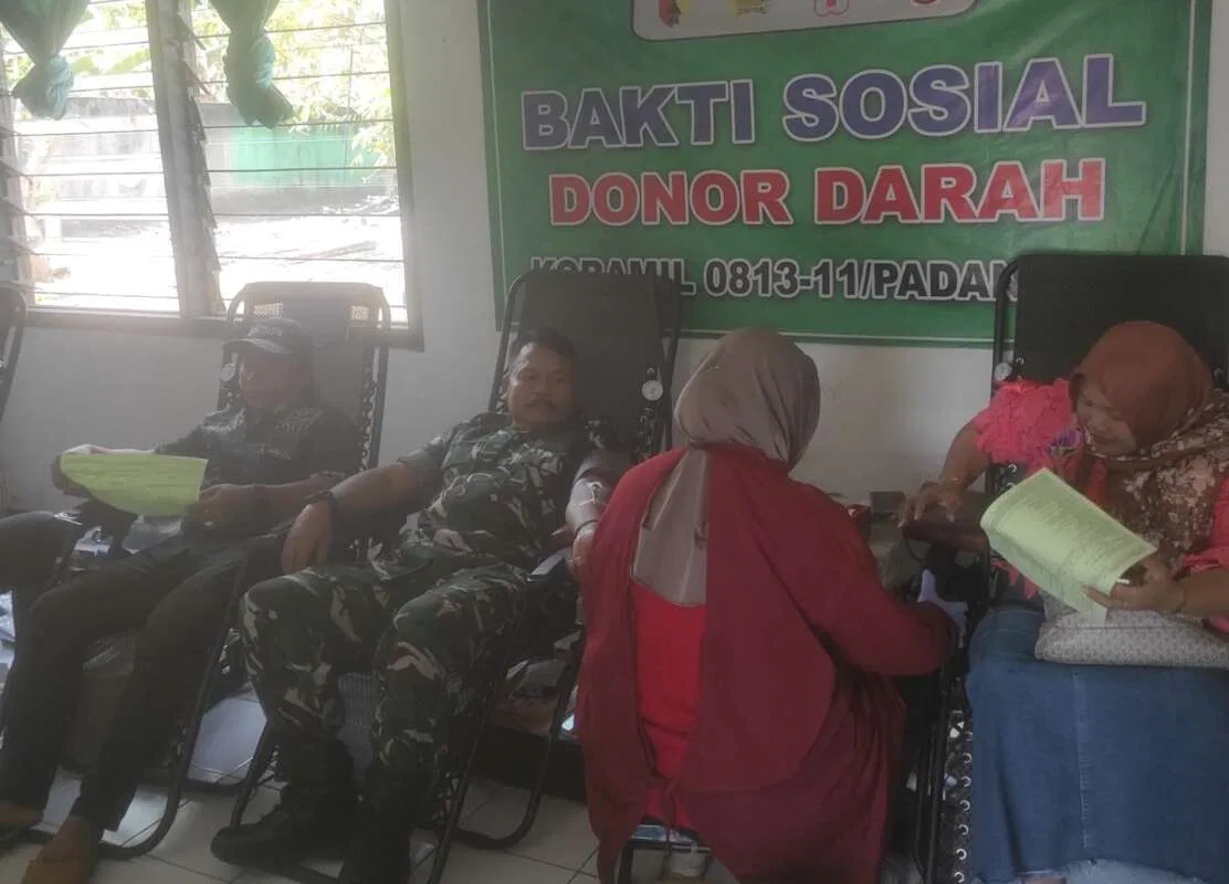 Wujud Kepedulian Sesama, Koramil Padangan Kumpulkan 34 Kantong Darah Bersama PMI Bojonegoro
