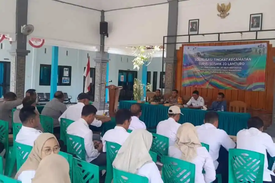 Dukung Ketahanan Energi Nasional, Bati Tuud Koramil Ngasem Bojonegoro Hadiri Sosialisasi Survei Seismik 2D Lamturo