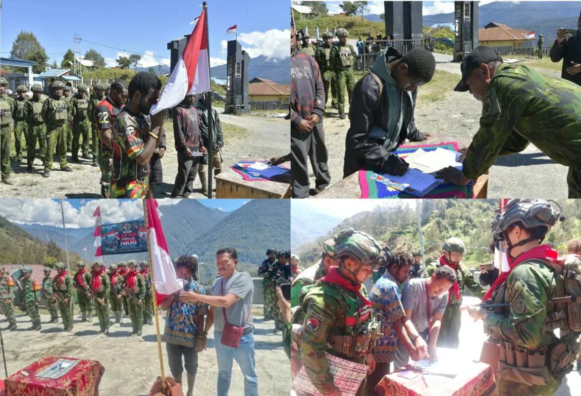 Dalam 2 Hari Berturut-turut, 6 Anggota OPM Resmi Memeluk NKRI Lewat Sentuhan Humanis Satgas Koops TNI Habema
