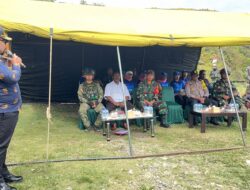 Kodim 1714/Puncak Jaya Gelar Doa Bersama dan Peletakan Batu Pertama Pembangunan Jembatan di Kampung Kulonggame
