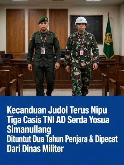 KECANDUAN JUDOL TERUS NIPU TIGA CASIS TNI AD, SERDA YOSUA SIMANULLANG DITUNTUT DUA TAHUN PENJARA & DIPECAT DARI DINAS MILITER