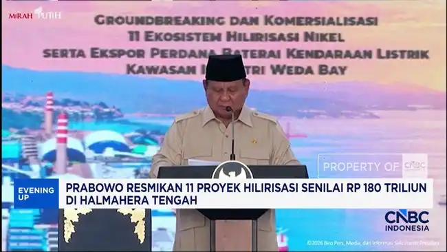 Prabowo Resmikan 11 Proyek Hilirisasi Senilai Rp180 Triliun di Maluku Utara