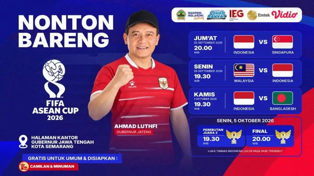 Jateng Siapkan Nobar Gratis untuk Dukung Timnas Indonesia di FIFA ASEAN Cup 2026