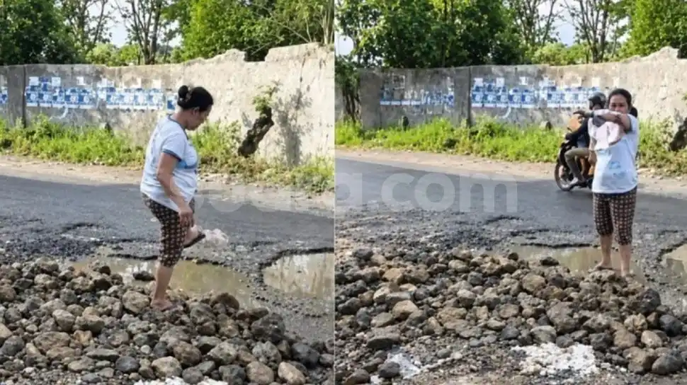 Aksi Spontan Warga Citamiang Soroti Jalan Rusak yang Membahayakan Pengendara