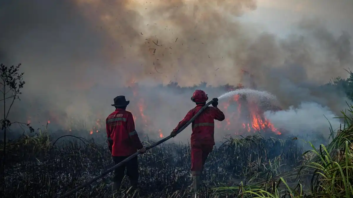 Asap Tebal Hambat Misi Lima Helikopter Pemadam Karhutla di Sumatera Selatan
