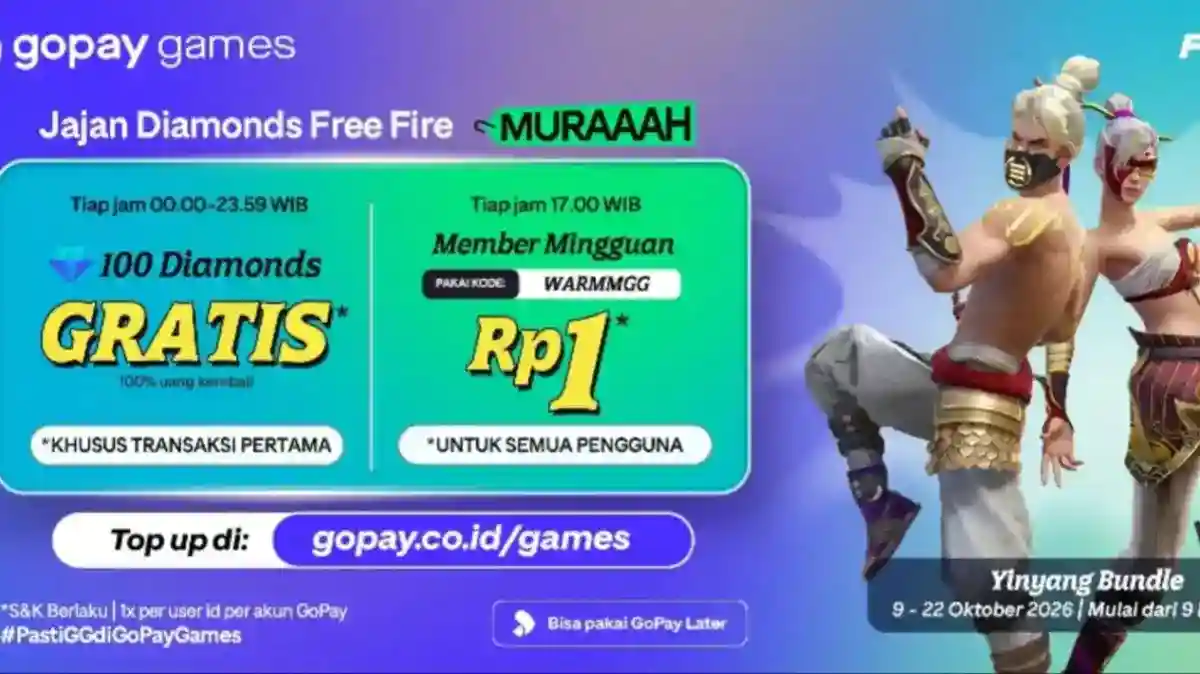 Promo Free Fire Oktober 2026: Bedanya Cashback 100 Diamond dan Member Mingguan Rp1